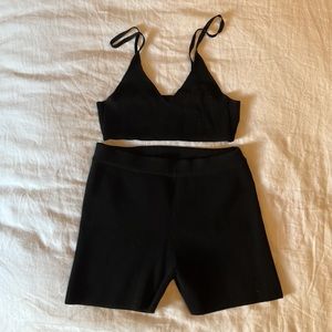 Jacqumeus knit bra and knit bike shorts